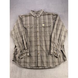 Carhartt Flannel Shirt Rugged Flex Relaxed Fit Workwear Mens 3XL Gray Plaid